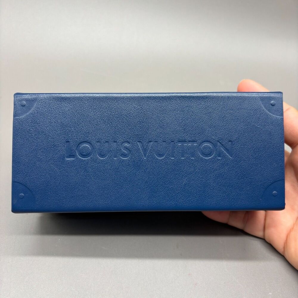 Louis Vuitton Sunglasses Hard Case Empty Navy Blue Magnetic Travel Storage Box